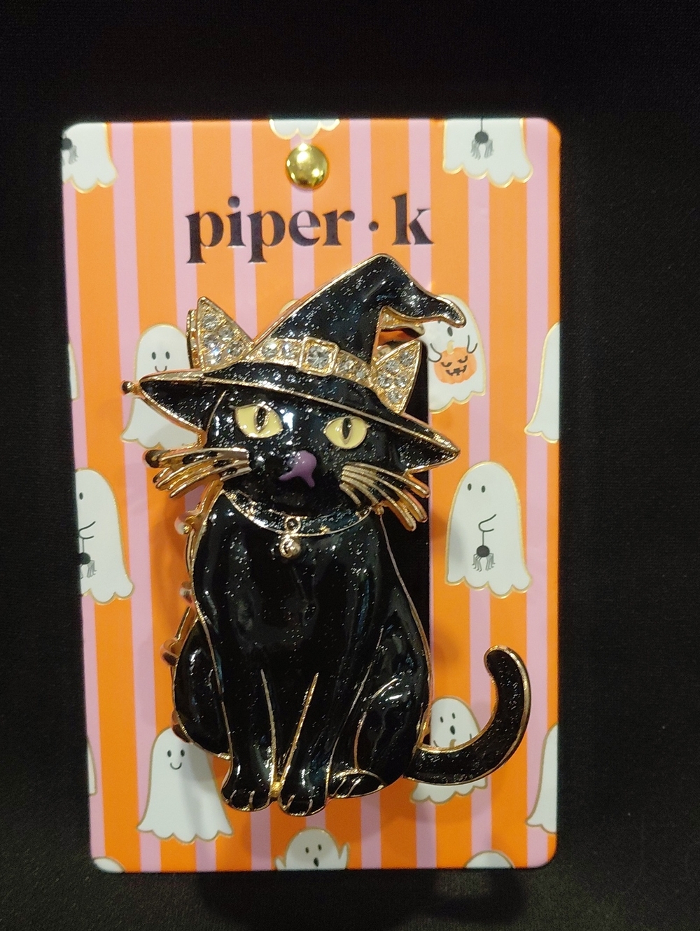 Piper K Black Witch Cat Hairclip